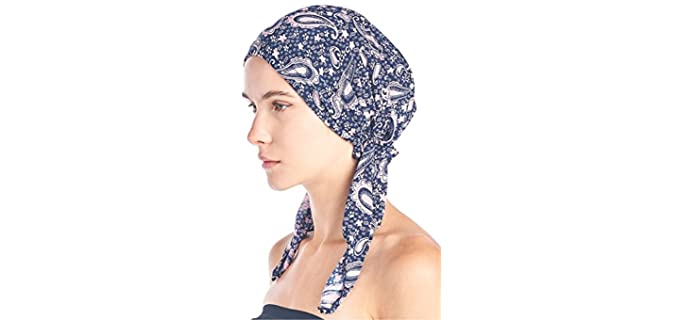 Ashford & Brooks Women's Pretied Printed Fitted Headscarf Chemo Bandana - Lt Pink Paisley